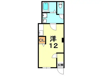 ユニオンハイツ北野(ワンルーム/1階)の間取り写真