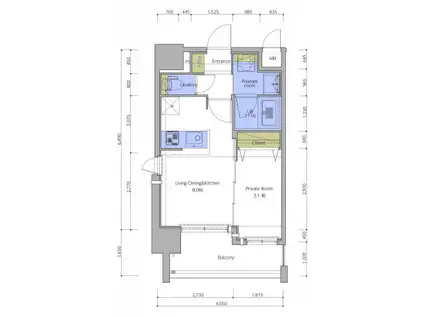 ネストピア東比恵駅前III(1LDK/3階)の間取り写真