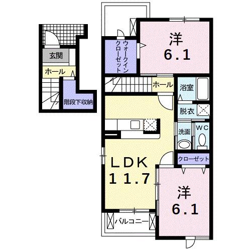 グラースメゾン(2LDK/2階)の間取り写真