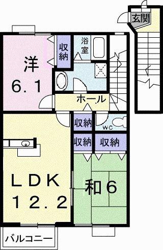 アビタシオン勝瑞J(2LDK/2階)の間取り写真