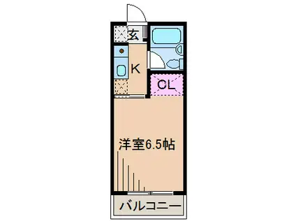 コーポエルム(1K/2階)の間取り写真