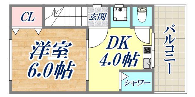 カーサ原田通(ワンルーム/2階)の間取り写真