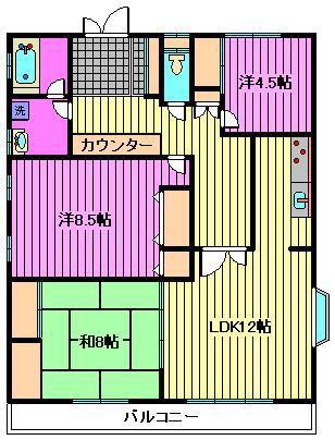 植竹町戸建(3LDK/2階)の間取り写真