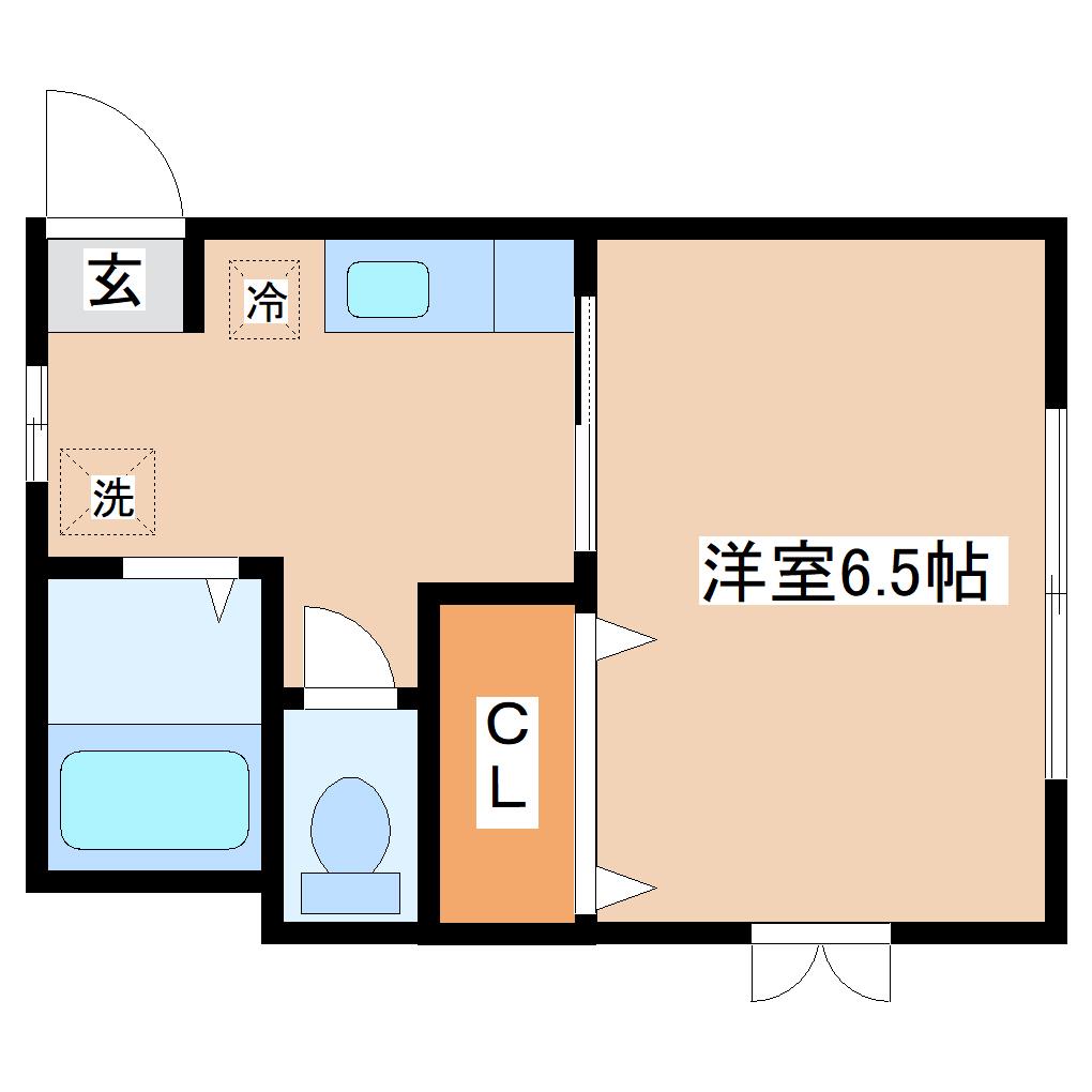 コート青葉(1K/2階)の間取り写真