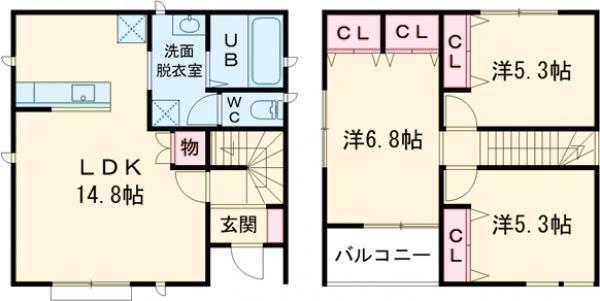 マハロ南山II(3LDK/1階)の間取り写真