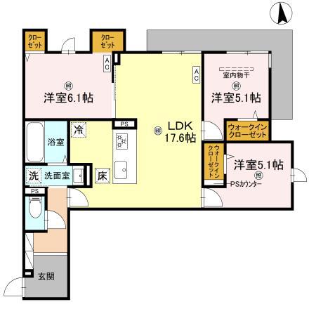 ナサハウス(3LDK/1階)の間取り写真