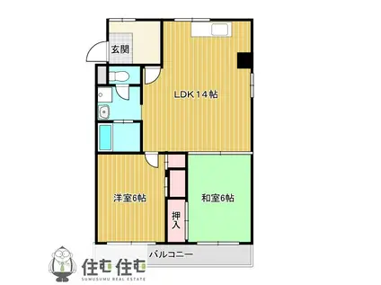 グリーンハイツ東山(2LDK/2階)の間取り写真