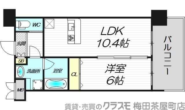 ディームス福島(1LDK/5階)の間取り写真
