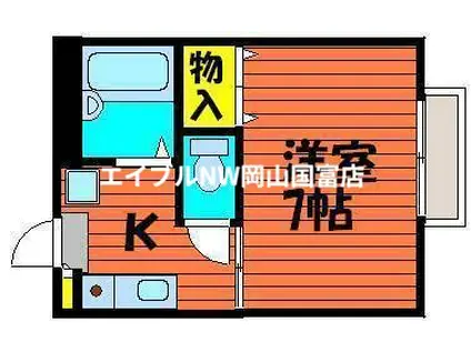 ホワイトアクエリアス(1K/2階)の間取り写真