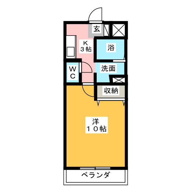 メリッサ原田(1K/3階)の間取り写真