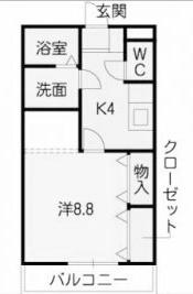 キルシェ・ヴィラ(1K/2階)の間取り写真