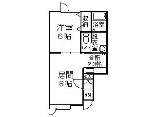 ＪＲ根室本線 帯広駅 徒歩61分 2階建 築25年(1DK/1階)の間取り写真