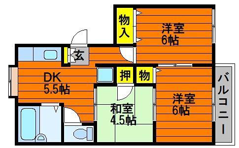 三友コーポ(3K/1階)の間取り写真