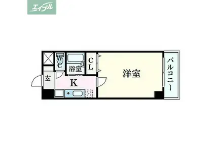 ローレル富町(1K/4階)の間取り写真