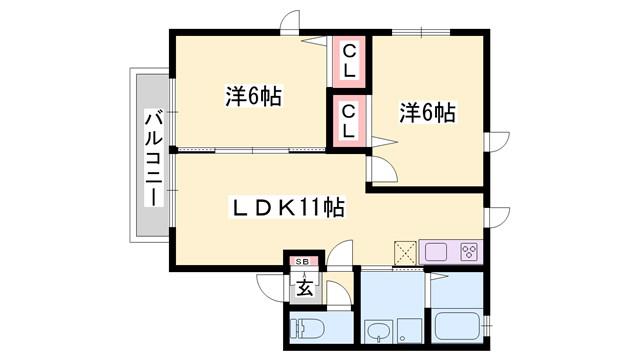 ＪＲ赤穂線 播州赤穂駅 バス乗車時間：10分 最寄りバス停で下車 徒歩4分 2階建 築23年(2LDK/2階)の間取り写真
