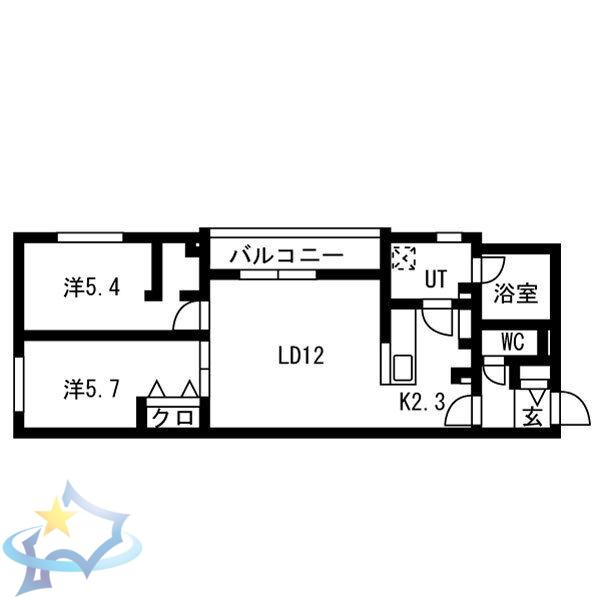 LUCE SOLARE発寒(2LDK/3階)の間取り写真