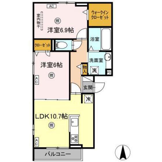エマーブルMグラン I棟(2LDK/2階)の間取り写真