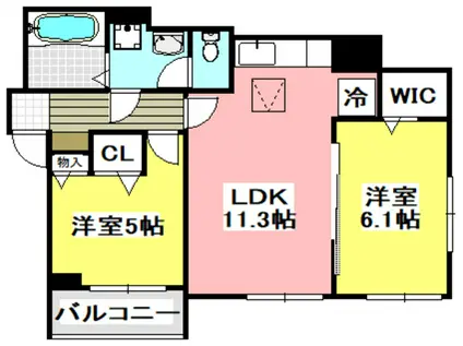 メゾンカルム 舟木(2LDK/2階)の間取り写真
