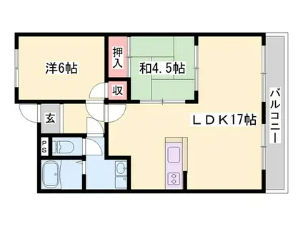 ルークレジデンス姫路II(2LDK/6階)の間取り写真