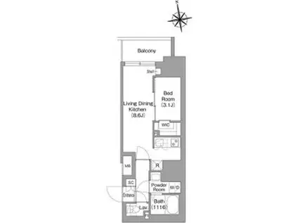 コンフォリア・リヴ北新宿(1LDK/10階)の間取り写真