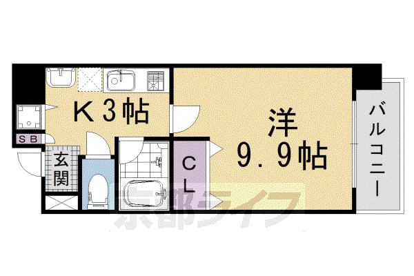 プロスペクト河原町五条(1K/6階)の間取り写真