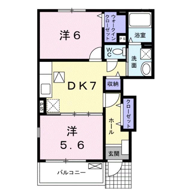 クレメントC(2DK/1階)の間取り写真