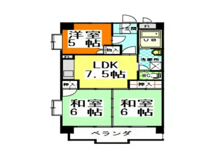 赤田ハイツ(3LDK/5階)の間取り写真