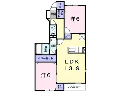 ドリームズII(2LDK/1階)の間取り写真