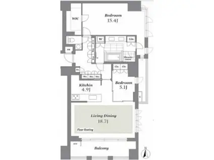 THE CONOE 三田綱町(2LDK/3階)の間取り写真
