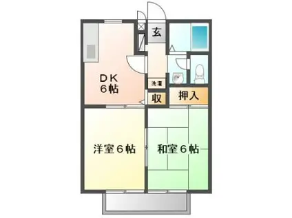 アプリコットハイツB(2DK/2階)の間取り写真