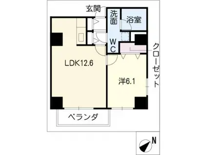 LINDA(1LDK/7階)の間取り写真