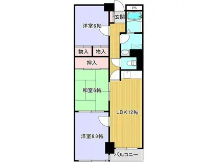 コーユーハイデンス(3LDK/13階)の間取り写真