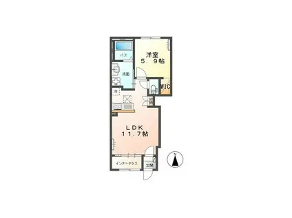 ルーチェII(1LDK/1階)の間取り写真