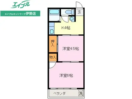 リージェンシー大世古(2K/2階)の間取り写真