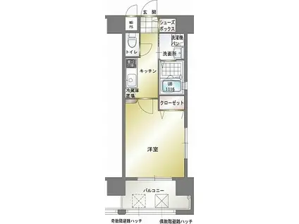 エンクレスト博多駅南III(1K/11階)の間取り写真