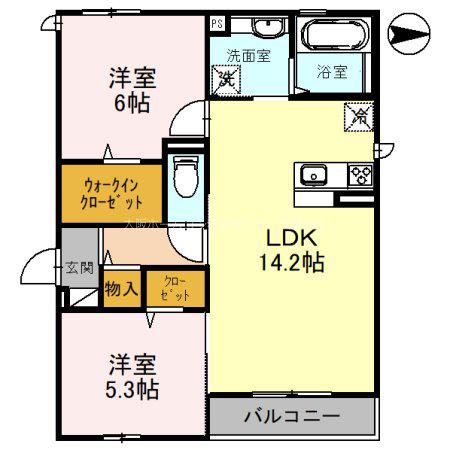 カーサ ベルシー(2LDK/2階)の間取り写真