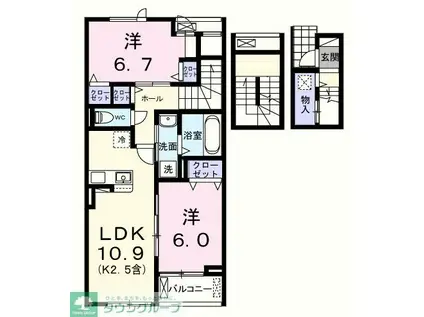 エール アン(2LDK/3階)の間取り写真
