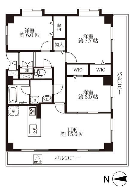 ウィンベル(3LDK/2階)の間取り写真