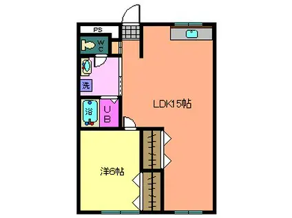 バレー中浦和(1LDK/1階)の間取り写真