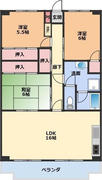 OS・SKYフレックス藤が丘(3LDK/4階)の間取り写真