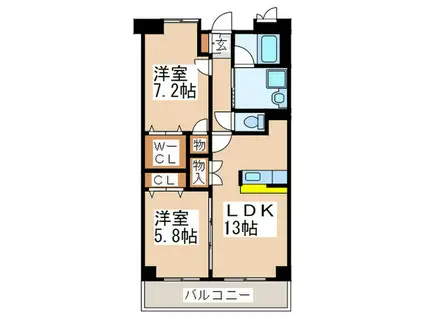 プレシオス藤が丘(2LDK/1階)の間取り写真