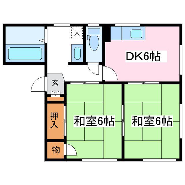 フレグランスカドヤ(2DK/2階)の間取り写真