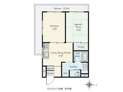 ヴェラハイツ木場(2DK/4階)の間取り写真