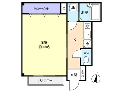 ヴィラアベニュー2(1K/1階)の間取り写真