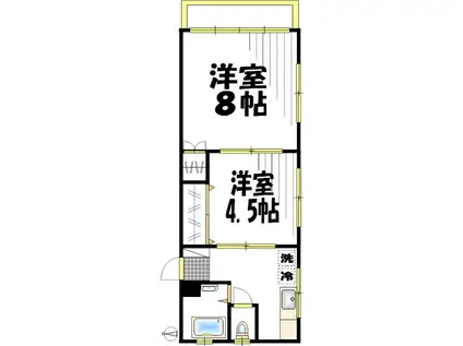 コーポゆたか(2K/2階)の間取り写真