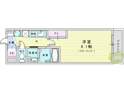 LUXE新大阪西(1K/10階)の間取り写真