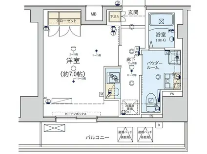 GENOVIA東日本橋駅前GREEN VEIL(1K/13階)の間取り写真