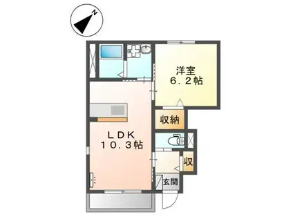 PERSIMMON(1LDK/1階)の間取り写真