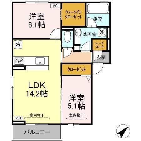 恵比寿の森(2LDK/2階)の間取り写真