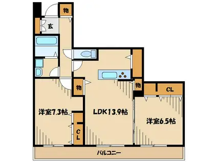 パラッツォ淵野辺(2LDK/3階)の間取り写真